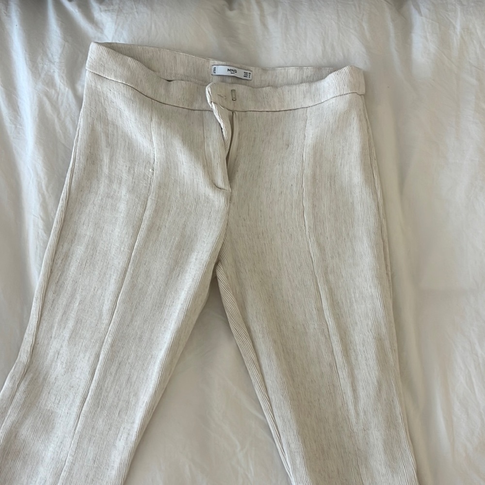 Mango split hem white pants
